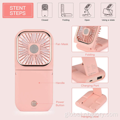 China Wholesale Hanging Waist Neck small air Cooler multi-functional power bank mini USB Foldable Phone Holder Mini rechargeable fan Factory